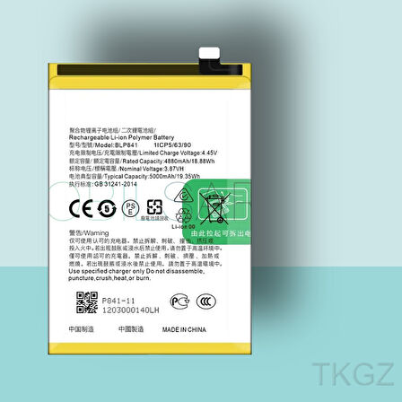 Tkgz - OPPO REALME 8 - BLP-841 - Batarya Pil Orijinal Sıfır