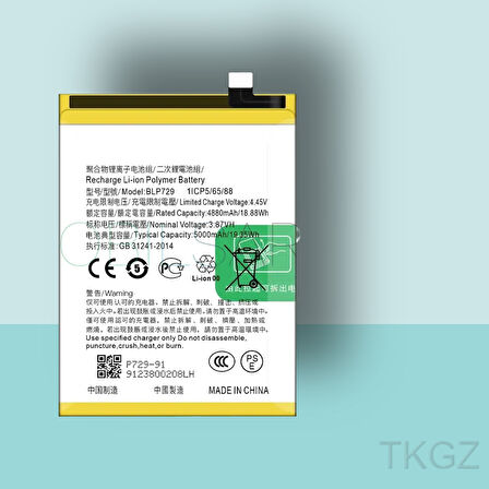 Tkgz - OPPO REALME C11 2020 - BLP-729 - Batarya Pil Orijinal Sıfır