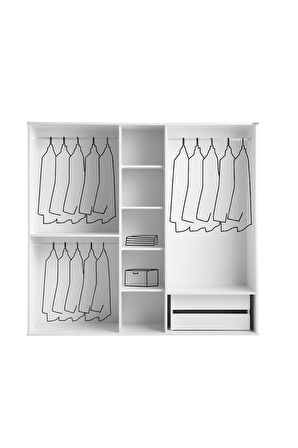 PEMA HOME Gold Class %100 Mdf 3 Kapaklı Dolap Gardırop
