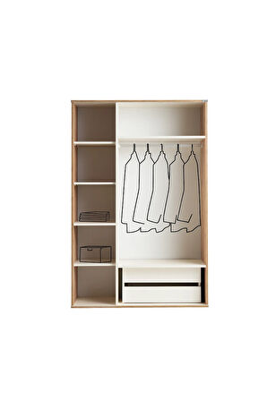 PEMA HOME Etna %100 Mdf 3 Kapaklı Dolap Gardırop