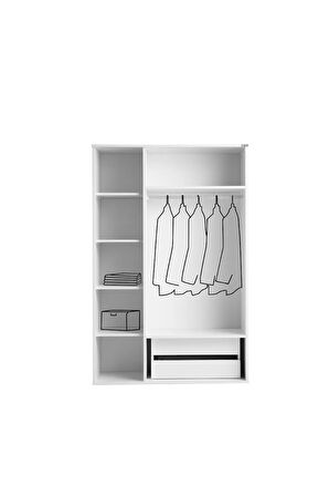 PEMA HOME Eva %100 Mdf 3 Kapaklı Dolap Gardırop