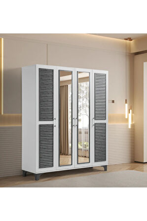 PEMA HOME Yiğit %100 Mdf 4 Kapaklı Dolap Gardırop
