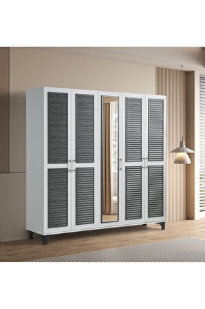 PEMA HOME Yiğit %100 Mdf 5 Kapaklı Dolap Gardırop