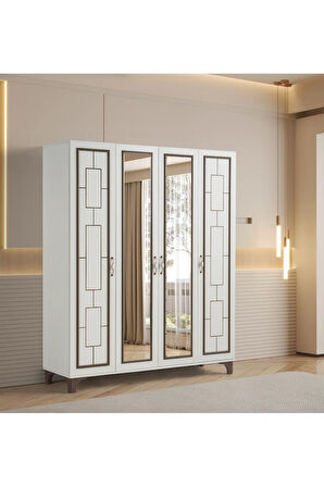 PEMA HOME Perla %100 Mdf 4 Kapaklı Dolap Gardırop