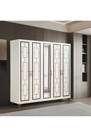 PEMA HOME Perla %100 Mdf 5 Kapaklı Dolap Gardırop