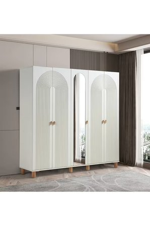 PEMA HOME Elegance %100 Mdf Membran 5 Kapaklı Dolap Gardırop