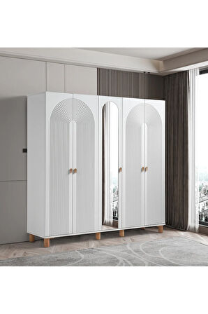 PEMA HOME Elegance %100 Mdf Membran 5 Kapaklı Dolap Gardırop