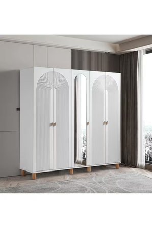 PEMA HOME Elegance %100 Mdf Membran 5 Kapaklı Dolap Gardırop