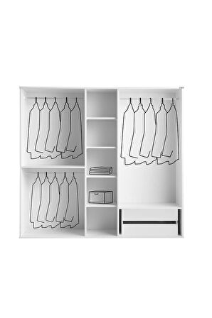 PEMA HOME Elegance %100 Mdf Membran 5 Kapaklı Dolap Gardırop