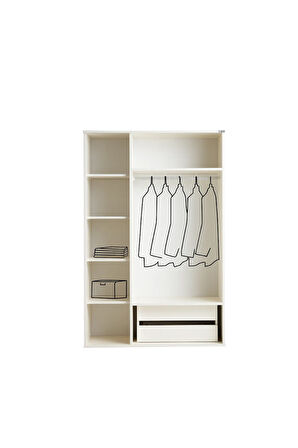 PEMA HOME Efsa %100 Mdf 3 Kapaklı Dolap Gardırop