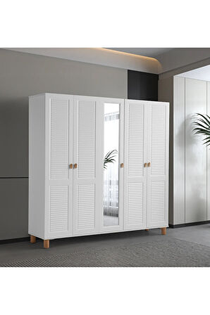 PEMA HOME Favori %100 Mdf Membran 5 Kapaklı Dolap Gardırop