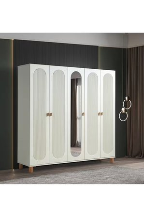 PEMA HOME Peri %100 Mdf Membran 5 Kapaklı Dolap Gardırop