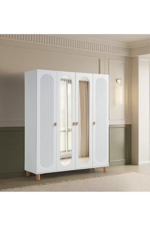 PEMA HOME Peri %100 Mdf Membran 4 Kapaklı Dolap Gardırop