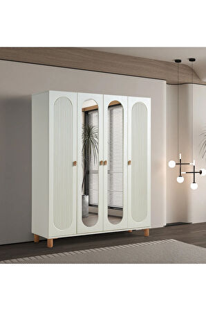 PEMA HOME Peri %100 Mdf Membran 4 Kapaklı Dolap Gardırop