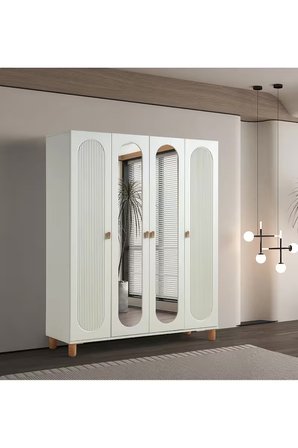 PEMA HOME Peri %100 Mdf Membran 4 Kapaklı Dolap Gardırop