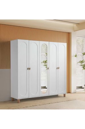 PEMA HOME Masal %100 Mdf Membran 5 Kapaklı Dolap Gardırop