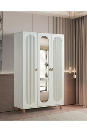 PEMA HOME Peri %100 Mdf Membran 3 Kapaklı Dolap Gardırop