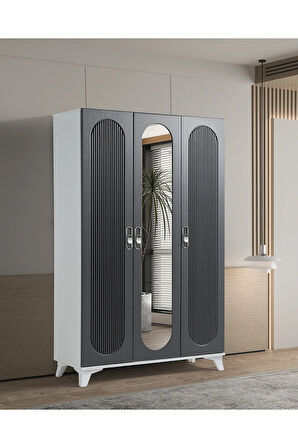 PEMA HOME Peri %100 Mdf Membran 3 Kapaklı Dolap Gardırop