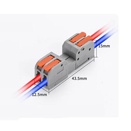 Hızlı Kablo Ekleme Birleştirme Konnektörü - İkili Klemens - Bağlantı Kesme Özellikli