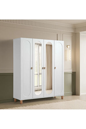 PEMA HOME Masal %100 Mdf Membran 4 Kapaklı Dolap Gardırop