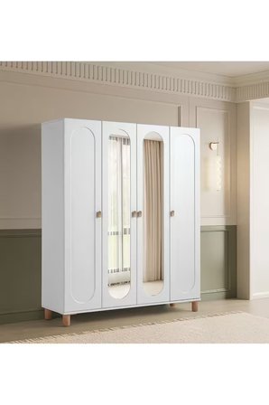 PEMA HOME Masal %100 Mdf Membran 4 Kapaklı Dolap Gardırop