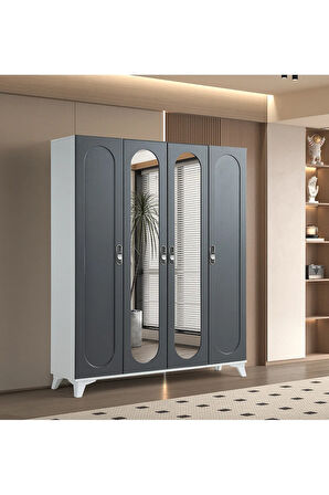 PEMA HOME Masal %100 Mdf Membran 4 Kapaklı Dolap Gardırop