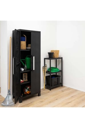 Antrasit 2 Kapılı Büyük Plastik Dolap, Bahçe Dolabı, Balkon Dolabı, Plastik Dolap 66x36x170