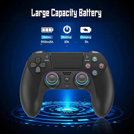 Ozmik PS4 için kablosuz kol PS4/Pro/Slim/PC ile uyumlu çift titreşimli/dokunmatik panel Android-İos 