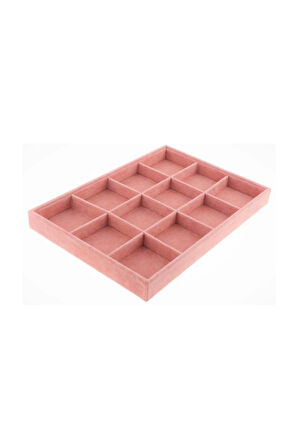 Yerli Süet Pembe 12 Bölmeli Takı Servis Tablası (Aydındecor)