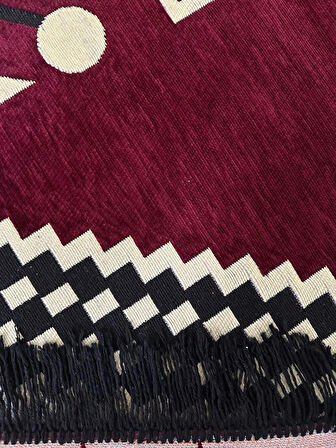 Şark Köşesi Kilim Halı Balkon ve Salon İçin Dekoratif Yıkanabilir Oturma Oda Halısı(bordo)