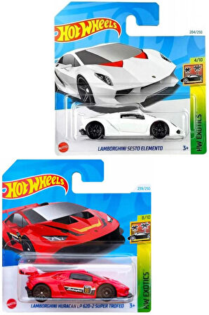 2 Araç Hot Wheels Set - Lamborghini Sesto Elemento & Lamborghini Huracan LP 620-2 Super Trofeo (1/64)