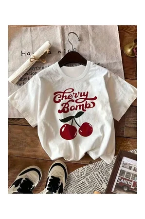 Unisex Cherry Bomb Baskılı Tasarım Tshirt