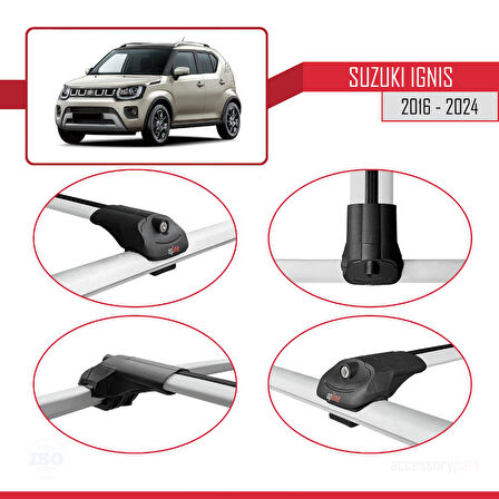 Suzuki Ignis 2016-2024 Arası ile Uyumlu ACE-1 Ara Atkı Tavan Barı Gri 2 Adet