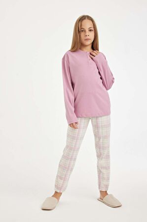 DeFacto Kız Çocuk Baskılı Uzun Kollu Pijama Takımı D2117A824AUBR82