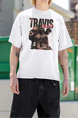 Travis Scott Cactus Jack Baskılı Unisex Rap Tişört, Oversize Rapper Tişört