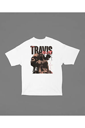 Travis Scott Cactus Jack Baskılı Unisex Rap Tişört, Oversize Rapper Tişört