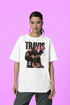 Travis Scott Cactus Jack Baskılı Unisex Rap Tişört, Oversize Rapper Tişört