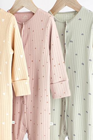 % 100 Pamuklu Yellow Green 3’lü Tulum Set