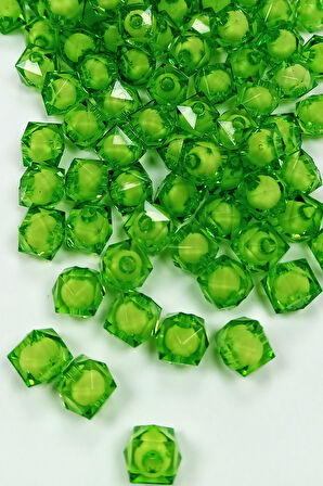 Küp Boncuk İçten Boncuklu Bileklik Çanta Boncuğu 10 mm 50 gr Yeşil - BNC450