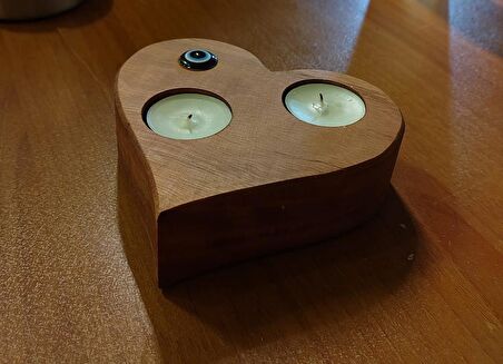 Kalp Şeklinde Ahşap Mumluk TeaLight İçin