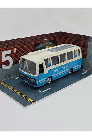 1/27 Ölçek Nostalji Halk Otobüsü Sesli ve Işıklı (mavi)