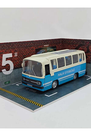 1/27 Ölçek Nostalji Halk Otobüsü Sesli ve Işıklı (mavi)