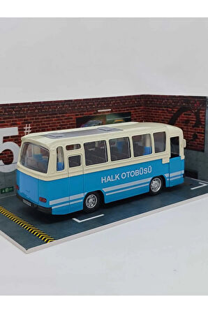 1/27 Ölçek Nostalji Halk Otobüsü Sesli ve Işıklı (mavi)