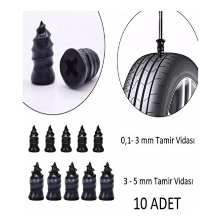 Motosiklet Araba Oto Lastik Tamir Kiti Kauçuk Vida Seti Lastik Yama Kolay Vida Lastik Yaması 10 Adet