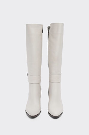 Hakiki Deri Fermuarlı Kadın Çizme