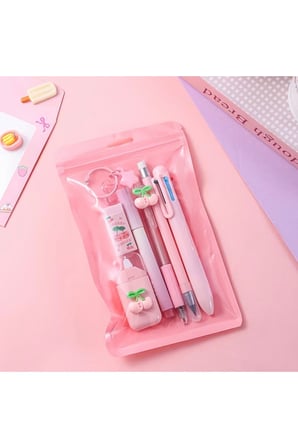 Pembe Kiraz Konseptli Okul ve Ofis Kırtasiye Hediye Seti