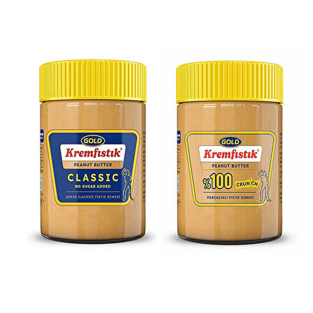 Gold Fıstık Ezmesi 340 gr Şekersiz ve %100 Crunch Parçacıklı 2 li Paket