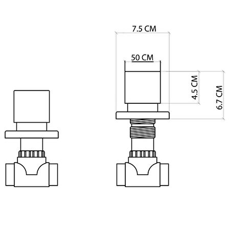 FSV-101 Ankastre Stop Valf Krom FSV-101