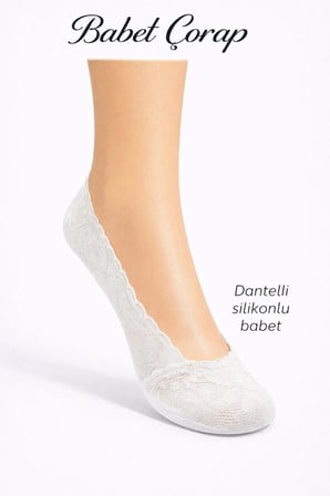 Dantelli Silikonlu 3 lü set Babet Çorap