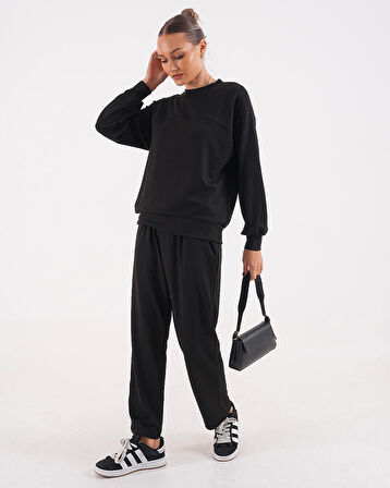 Modal Kumaş Sweatshirt Cepli Eşofman Takımı